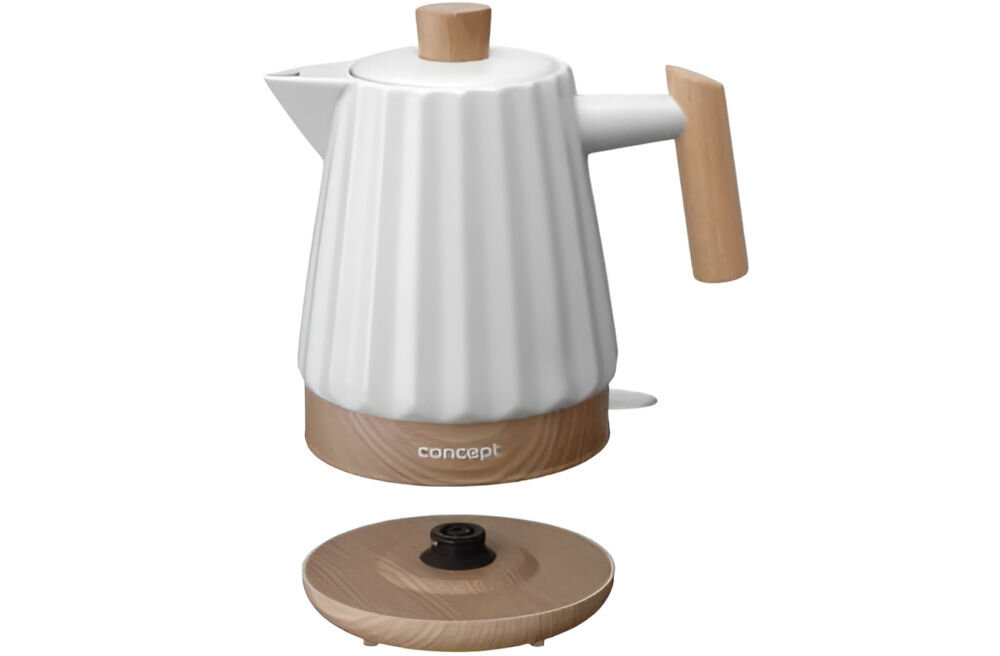 Czajnik elektryczny ceramiczny  1,5 l, biały 1,5 l RK0090 wysoki poziom bezpieczeństwa komfort użytkowania potrójny system ochrony automatyczne wyłączenie po zagotowaniu wody wbudowany mechanizm wykrycie zbyt małej ilości wody wyłączenie po zdjęciu z podstawy bezpieczeństwo antypoślizgowe nóżki stabilność na blacie 