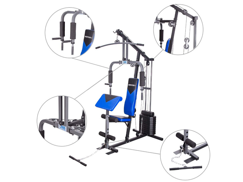 Atlas do ćwiczeń ONE FITNESSS ONE FITNESS Hektor 3 angazuje wszystkie miescnie wyciag gorny wyciag dolny butterfly modlitewnik prasa do nog