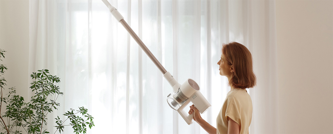 Odkurzacz XIAOMI Vacuum Cleaner G20 zakamarki szczotka elektryczna wałek lampka LED dostosowanie powierzchnia podłogi dywany płytki czyszczenie System grzebieniowy  Miniszczotka elektryczna prędkość roztocza zabrudzenia dysza 2 w 1