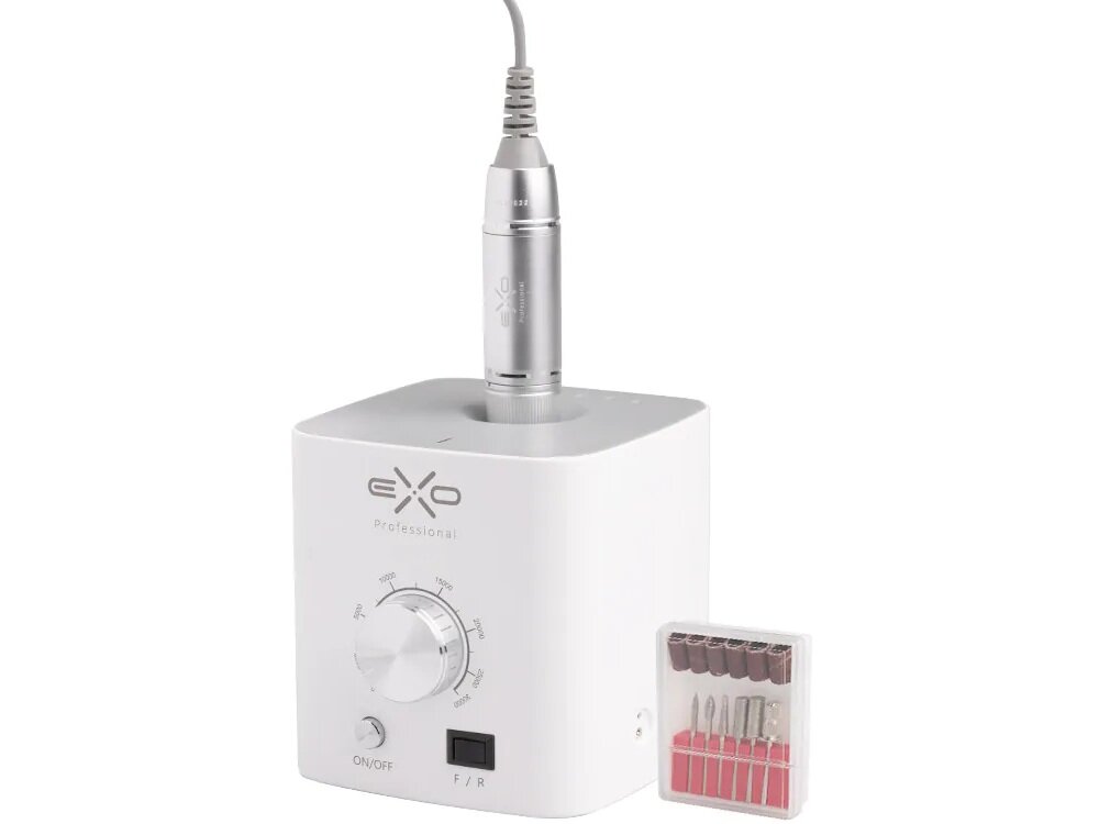 Frezarka do paznokci EXO Eko CX3 system szybkiej wymiary frezów, dopasowanie narzędzi, płynne przejście od usuwania masy do usuwania skórek, efektywna praca