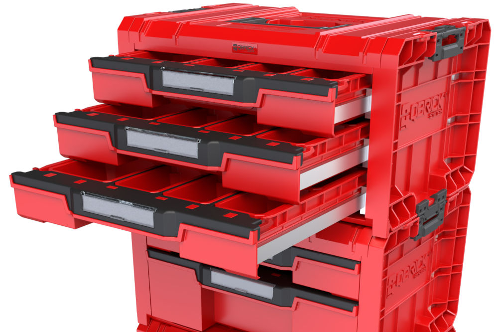 Zestaw skrzynek narzędziowych QBRICK System PRO Drawer Workshop SET 6 2.0 Ultra HD modułowa konstrukcja elastyczny układ łączenie modułów