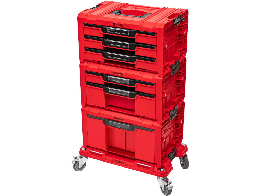 Zestaw skrzynek narzędziowych QBRICK System PRO Drawer Workshop SET 6 2.0 Ultra HD Czerwony zestaw elementy zestawu