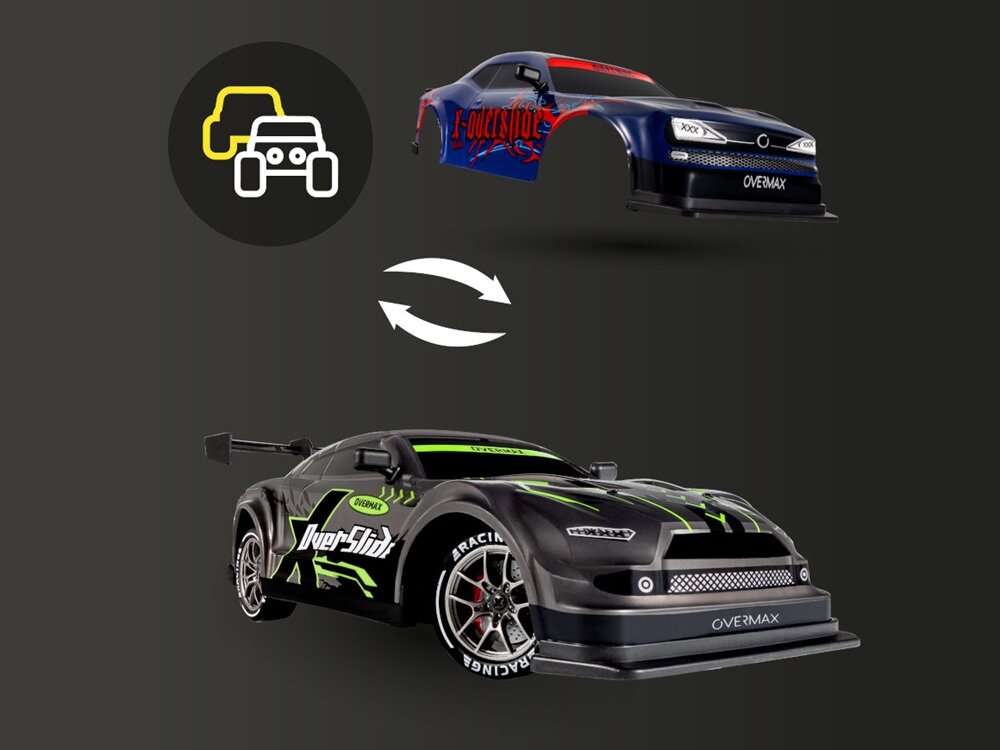 Samochód zdalnie sterowany OVERMAX X-Overslide wymienne obudowy, stylowe, dwa w jednym