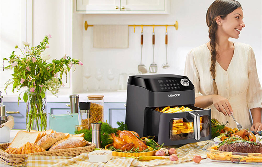 Frytkownica beztłuszczowa LEACCO AF020 Air Fryer 8 trybow gotowania temperatura zakres