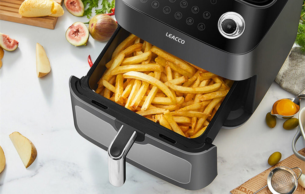 Frytkownica beztłuszczowa LEACCO AF020 Air Fryer kalorie zdrowo posilki mozliwosci