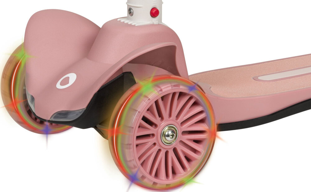 Hulajnoga dla dzieci LIONELO Timmy Różowy 3 kolka z wysokiej jakosci tworzywa sztucznego stabilnosc bezpieczenstwo komfort plyna jazda trojkolowa konstrukcja lozyska ABEC-7