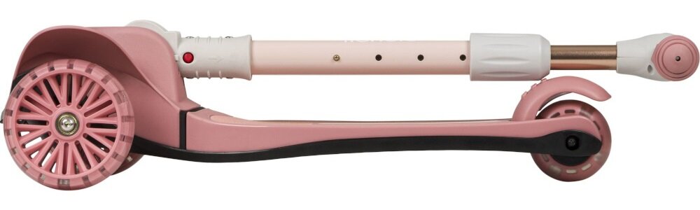 Hulajnoga dla dzieci LIONELO Timmy Różowy aluminiowa kierownica skladana konstrukcja po zlozeniu wymiary 26,5 x 64 x 15 cm