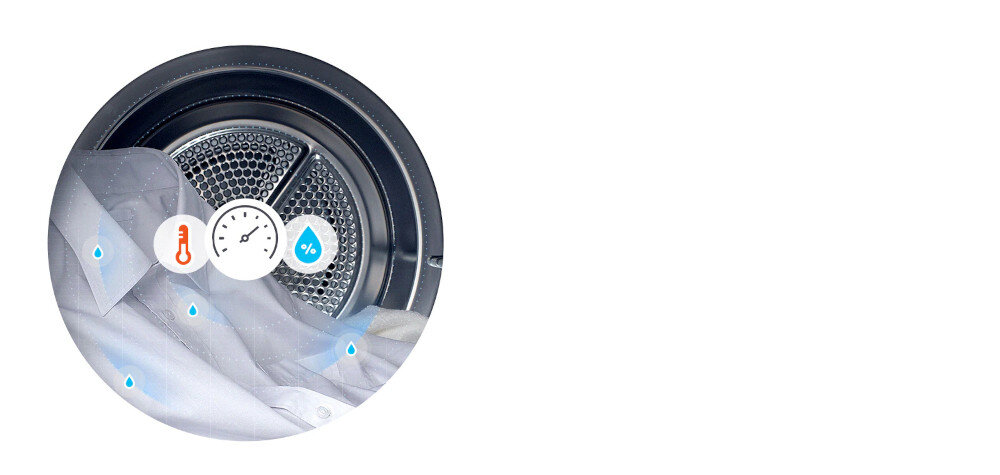 Suszarka LG RC10V9AV2W czujniki suszenia ochrona optymalne suszenie poziom wilgotności