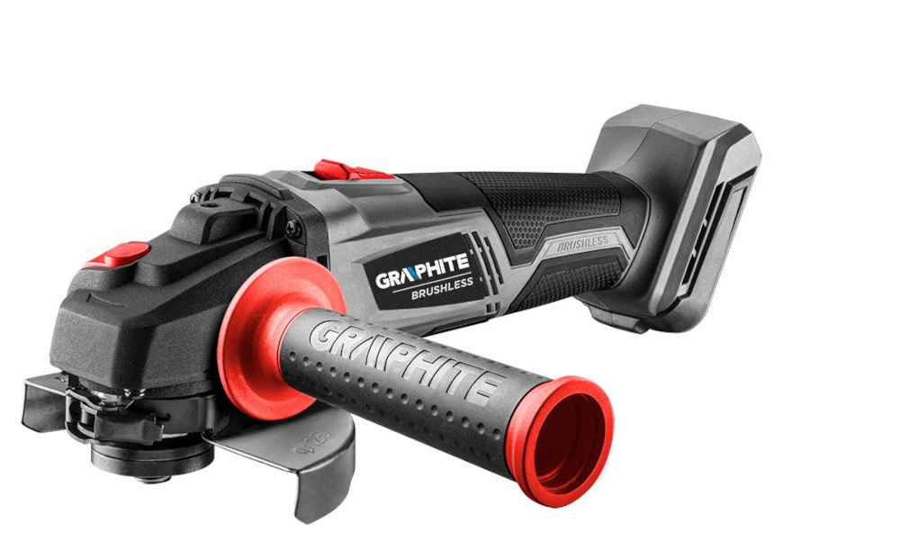Szlifierka kątowa GRAPHITE 58G026 zasilanie akumulator Li-Ion napięcie 18 V z systemu GRAPHITE Energy+ maksymalna prędkość obrotow do 10000 obr/min model dostępny bez akumulatora i ładowarki