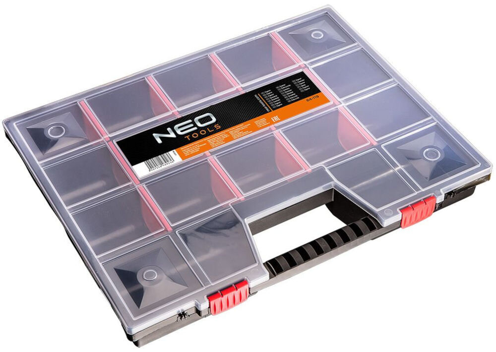 Organizer NEO TOOLS 84-119 regulowane przegrody polipropylen przezroczysta pokrywa uchwyt
