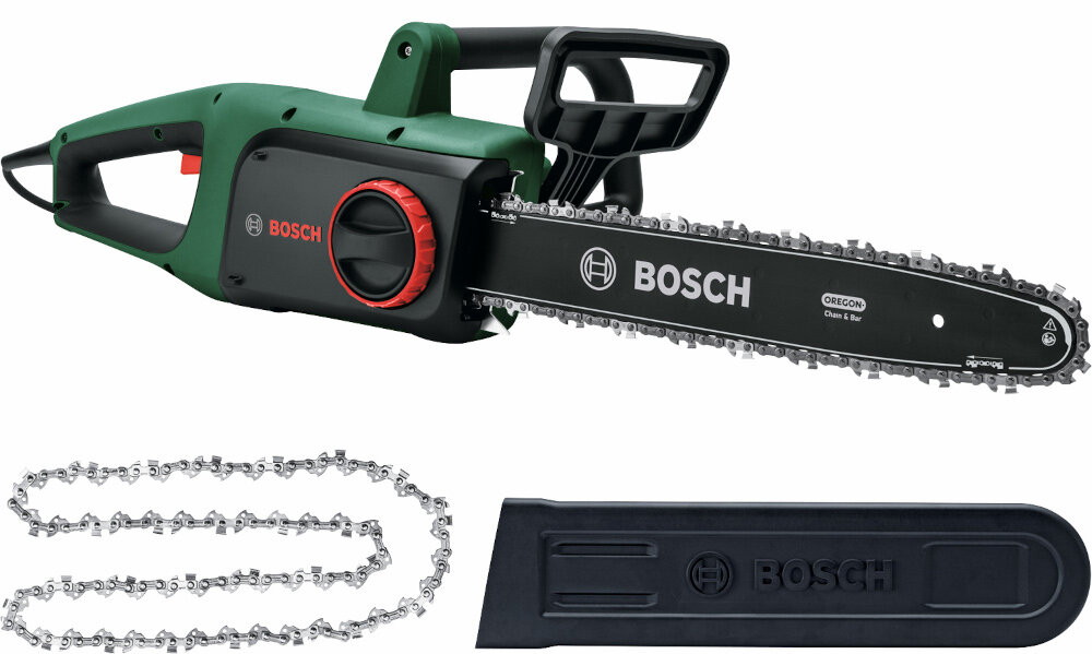 Piła elektryczna BOSCH UniversalChain 35 06008B8303 zestaw prowadnica lancuch tnacy oslona lancucha dokumentacja