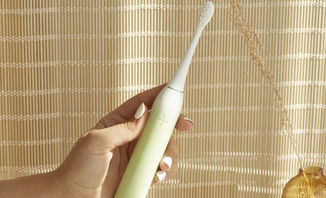 Szczoteczka soniczna BE LUCENT Prism Oliwkowy Komfortowe końcówki czyszczące z miękkiego TPE gładki kontakt z zębami Ultramiękkie włosie DuPont o średnicy 0,15 mm 