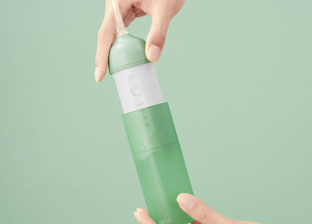 Irygator BE LUCENT Flare Water Flosser Miętowy Wodoodporność w praktyce Klasa IPX7  pod bieżącą wodą higiena
