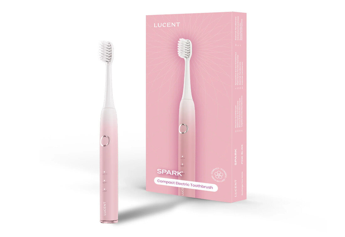 Szczoteczka soniczna BE LUCENT Spark Różowy design tło wizualizacja Codzienna higiena jamy ustnej