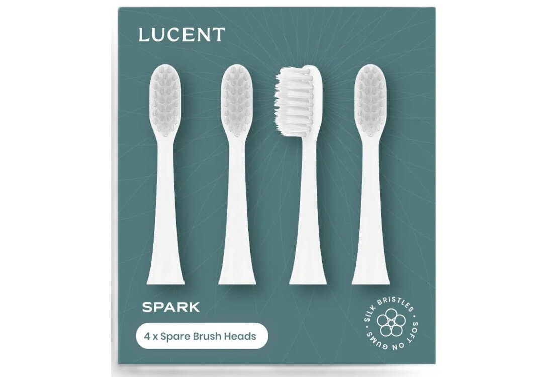 Oryginalna końcówka szczoteczki BE LUCENT Spark Heads (4 szt.) Biały (Miękkie włókna) Jedwabiście miękkie włókna silk skutecznie usuwają płytkę nazębną i lekkie przebarwienia Precyzyjny kształt włókien