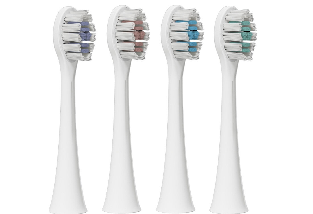 Oryginalna końcówka szczoteczki BE LUCENT Prism Heads Wielokolorowy (4 szt.) (Nadwrażliwość zębów) higiena w codziennym rytuale design tło wizualizacja