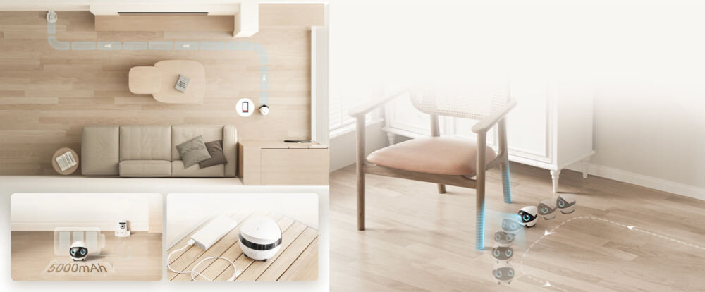 Inteligentny robot towarzyszący ENABOT EBO Air 2S Biały domowy bateria stacja ładująca