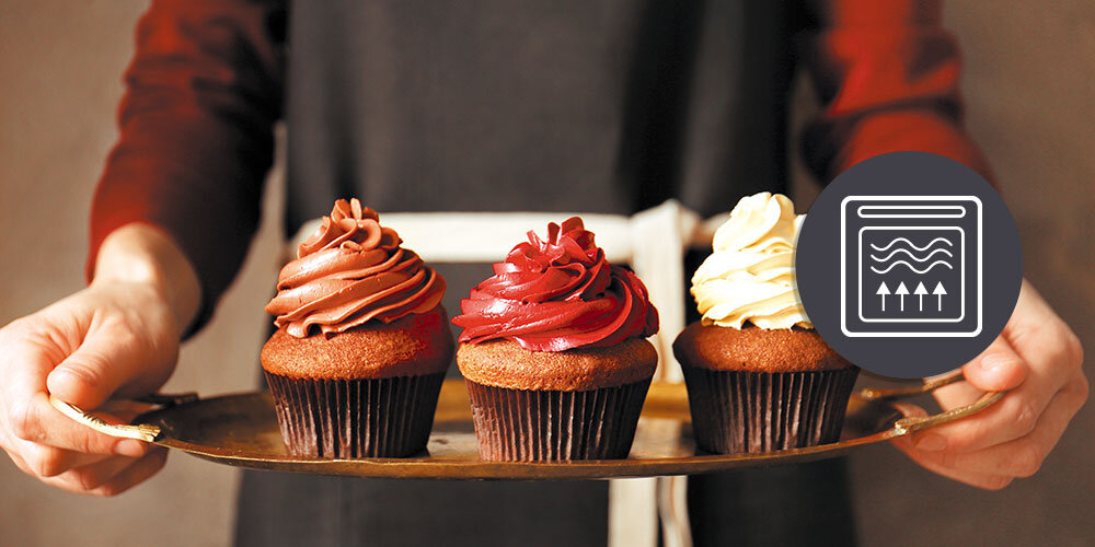 PIEKARNIK CANDY FIDC X605 CA lifestyle infografika taca babeczki ciasto podgrzewanie od spodu