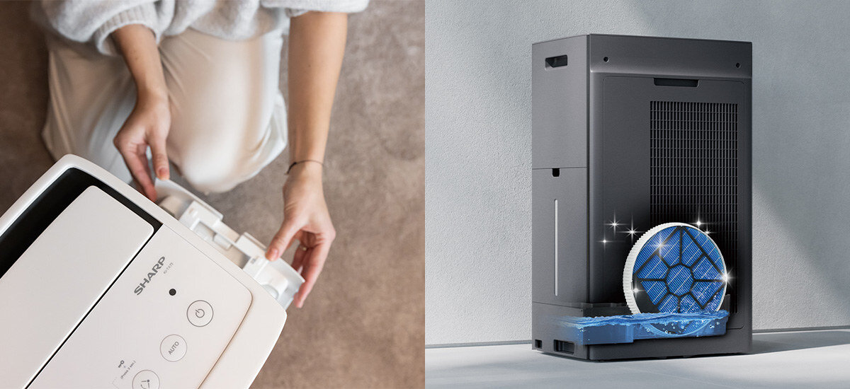 Oczyszczacz powietrza SHARP KI-TX100EU-H Nawilżanie Automatyczne czujniki dostosowanie praca Połączenie z technologią Plasmacluster przez cały rok