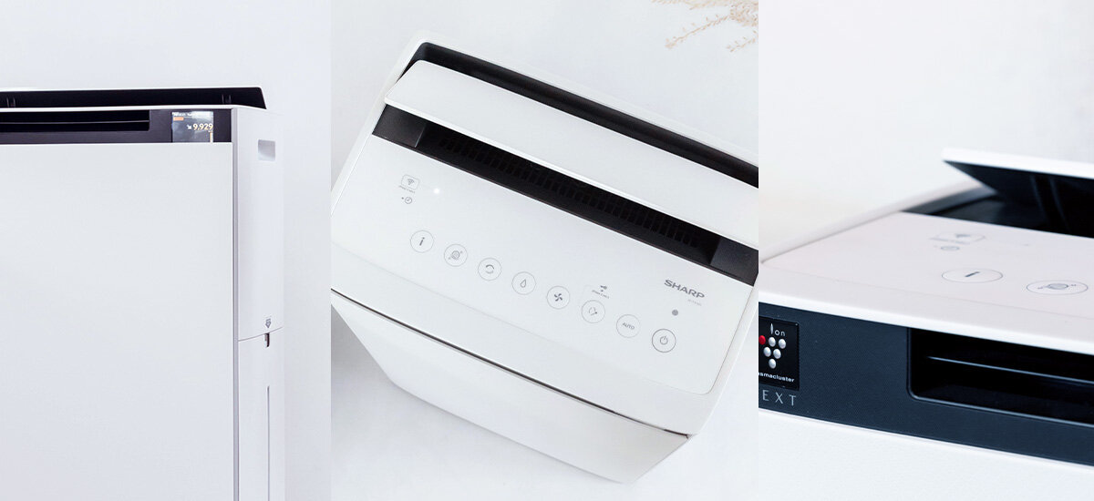 Oczyszczacz powietrza SHARP KI-TX75EU-W Estetyczny design  minimalistyczną formą i klasyczną bielą Kółka transportowe  z materiałów pochodzących z recyklingu