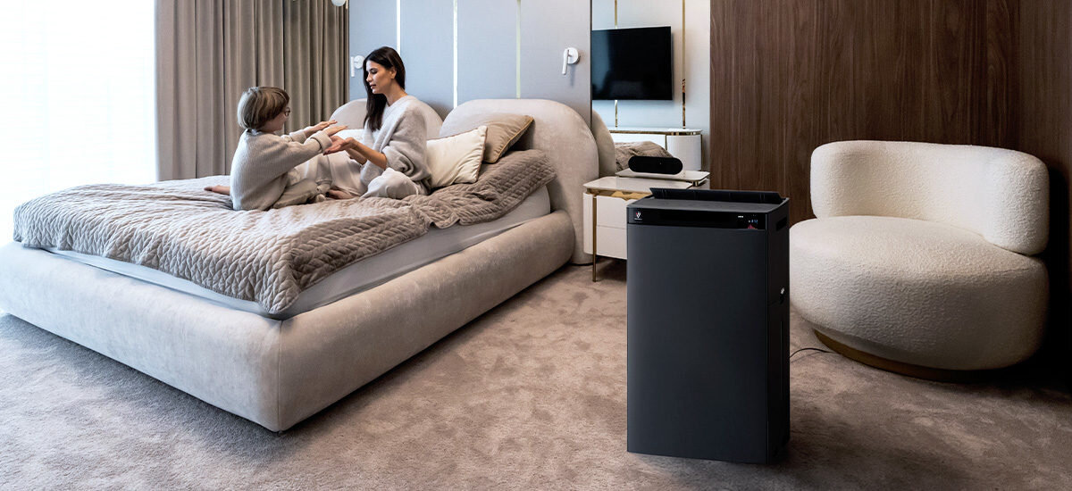 Oczyszczacz powietrza SHARP KI-TX75EU-H wygoda użytkowania Tryb cichy tryb intensywny redukuje zanieczyszczenia Blokada rodzicielska ochrona Automatyczna kontrola wilgotności przypomnienia o filtrach