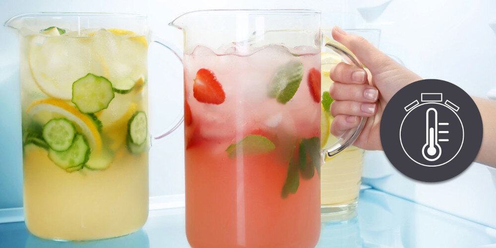 LODÓWKA CANDY ECNBQT3518E FRESCO 400 wizualizacja napoje lemoniada dzbanki owoce Szybkie schładzanie krótszy czas 