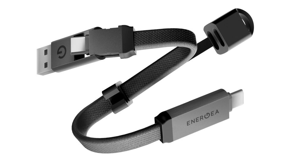 Kabel USB-C/USB-A - USB-C ENERGEA Sheath Key 2w1 60W 0.15 m Szary Wygodne ładowanie