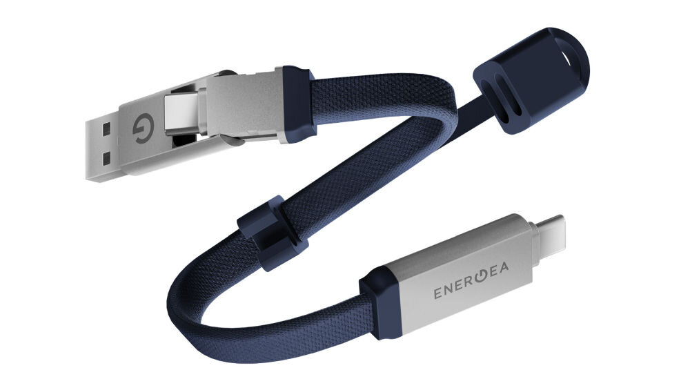 Kabel USB-C/USB-A - USB-C ENERGEA Sheath Key 2w1 60W 0.15 m Niebieski