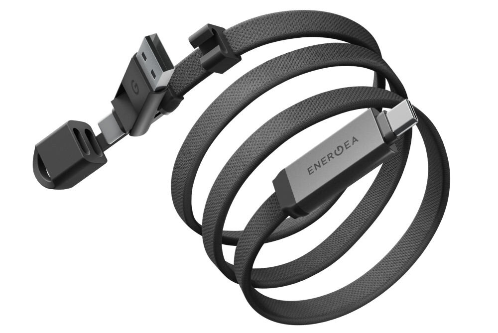 Kabel USB-C/USB-A - USB-C ENERGEA Sheath Travel 2w1 60W 1.2 m Szary Szybkie ładowanie