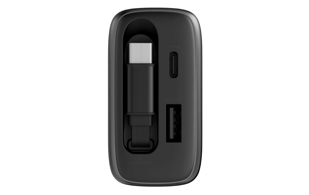 Ładowarka sieciowa ENERGEA AmpCharge Arc GaN65 65W + Kabel USB-C Szary Kompaktowa i bezpieczna do trzech urządzeń ochrona wymiary waga wysuwany kabel długość