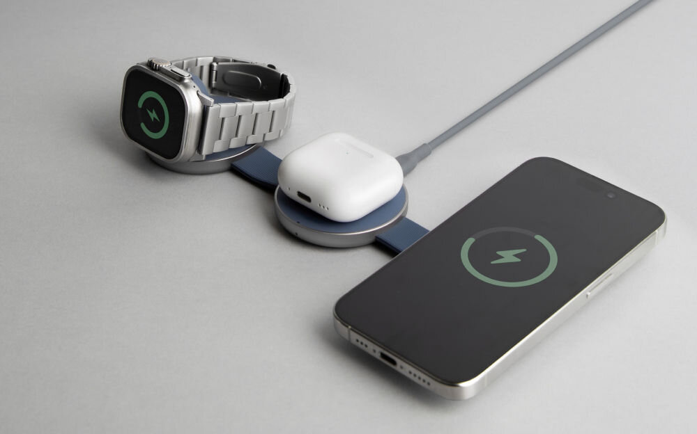 Ładowarka indukcyjna ENERGEA Alumag Trio 3w1 15W Pomarańczowy Kompaktowa konstrukcja Składana konstrukcja port USB-C moc