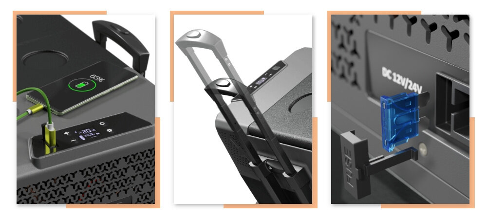 Lodowka YOLCO BX30 Carbon funkcje wbudowane gniazdro USB-C Ergonomiczny uchwyt wielopoziomowe zabezpieczenie