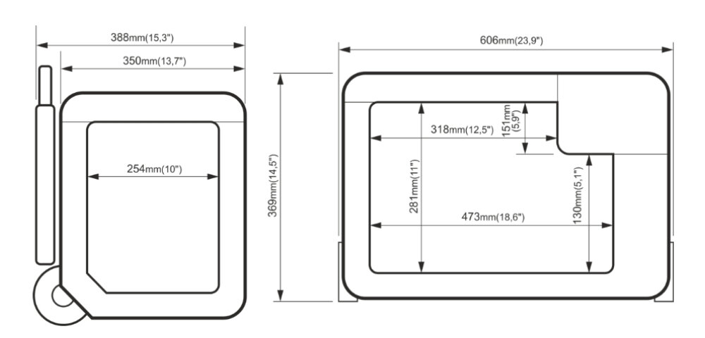 Lodowka YOLCO BX30 Carbon rysunek techniczny