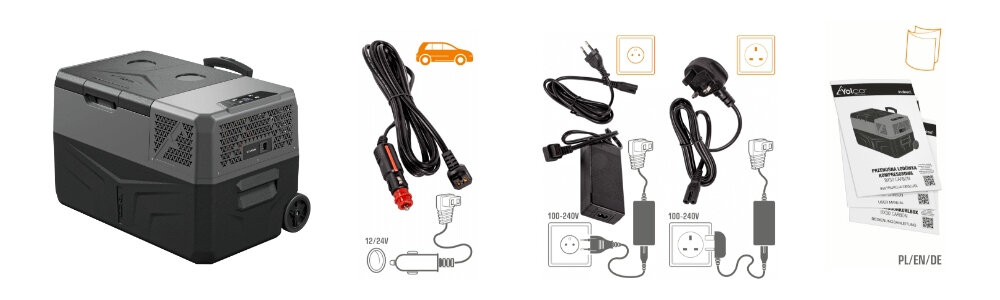 Lodowka YOLCO BX30 Carbon zawartosc zestawu komplet wyposazenie