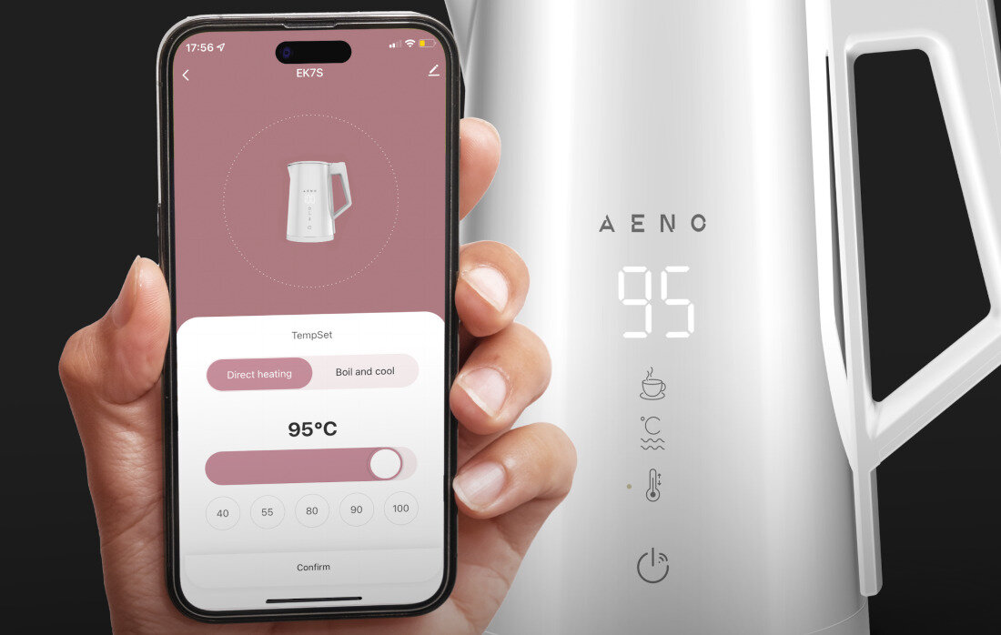 Czajnik AENO EK8S Biały zdalna wygodna obsluga aplikacja sterowanie preferencje harmonogram