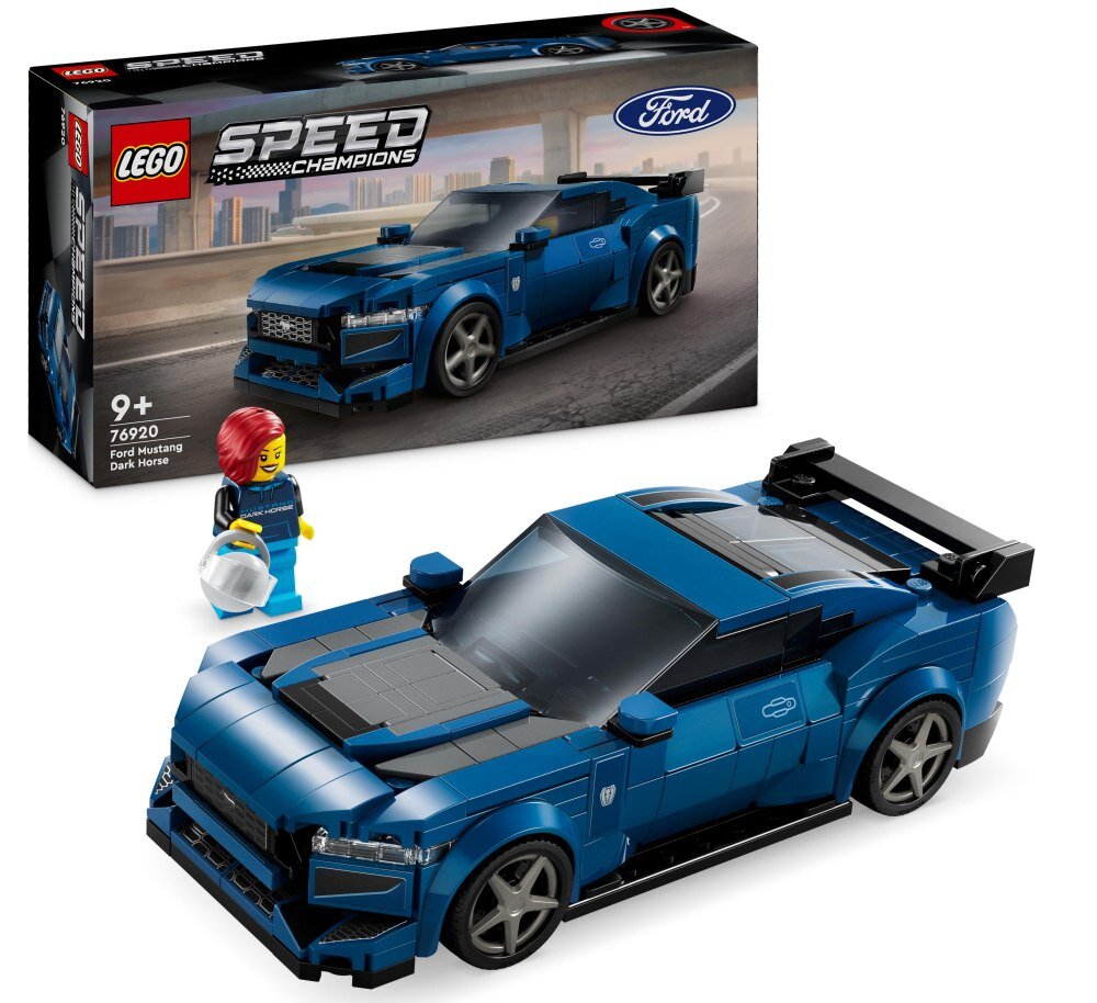 LEGO 76920 Speed Champions Sportowy Ford Mustang Dark Horse klocki elementy zabawa łączenie figurki akcesoria figurka zestaw 