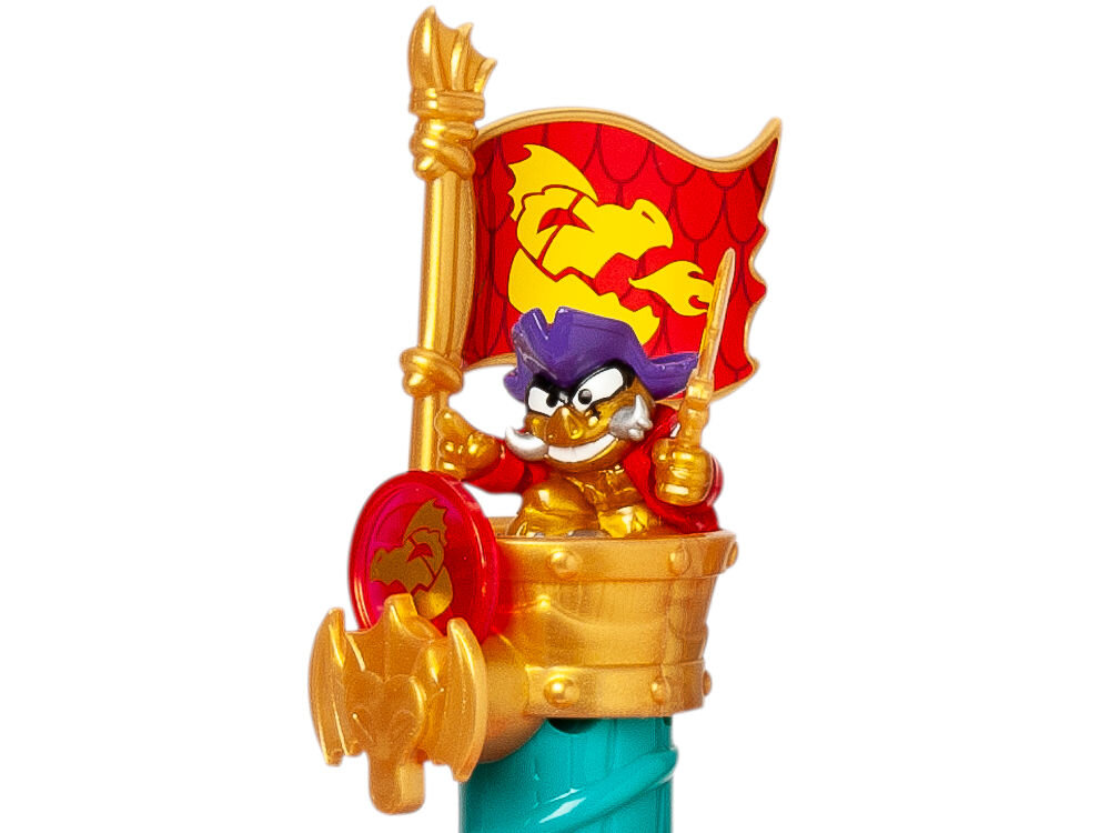 Zestaw figurek PIRATIX Adventure World S Dragon Ship PPXSP112IN30 Opakowanie zabawki Piratix Adventure World Dragon Ship prezentujące niebiesko-czerwony statek w kształcie smoka z figurką pirata.