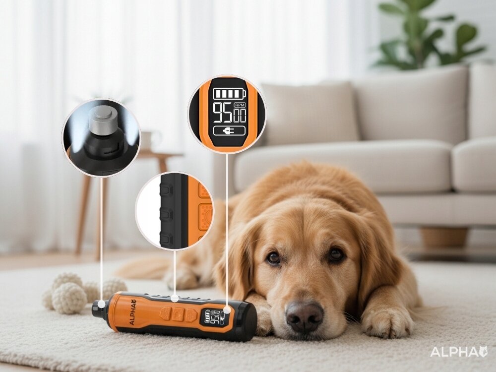 Obcinacz do pazurów ALPHA DG-02 5 poziomów prędkości, dopasowane tempo do wielkości pazurów, krótszy czas pielęgnacji