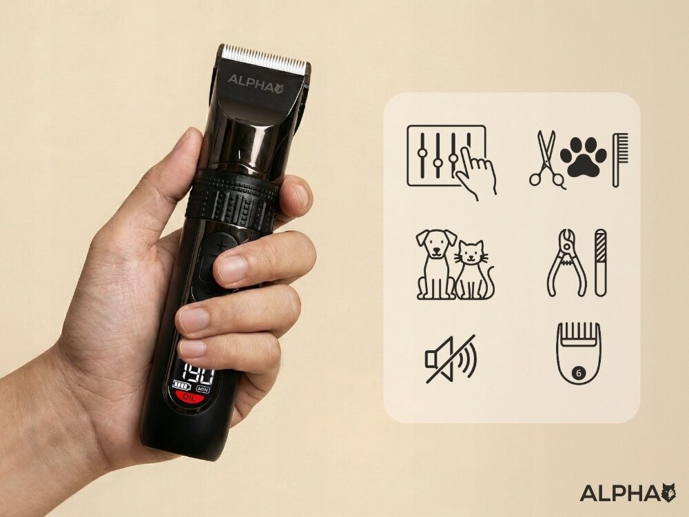 Maszynka do strzyżenia psów ALPHA DGX-04 zaokrąglona głowica tnąca, płynne strzyżenie, pielegnacja pupila