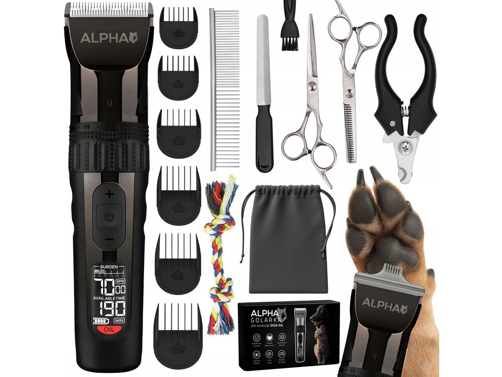 Maszynka do strzyżenia psów ALPHA DGX-04 bogaty zestaw, nozyczki, degażówki, metalowy grzebień