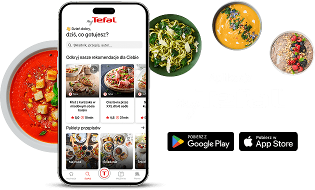 Aplikacja MyTefal do pobrania w Google Play oraz App Store