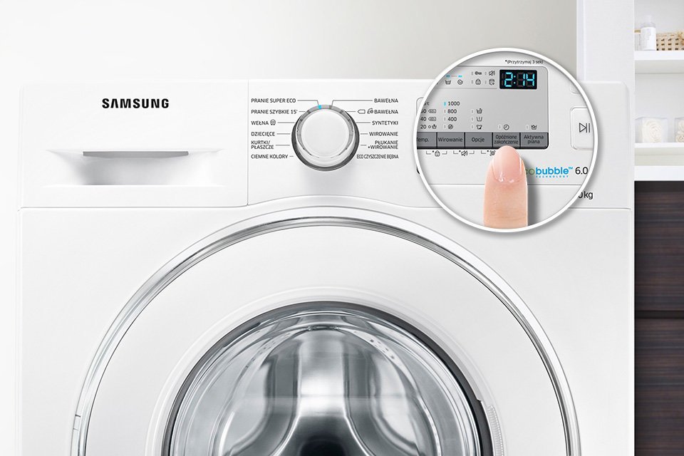 Samsung Wygodne rozwiązanie. Ustaw czas zakończenia prania