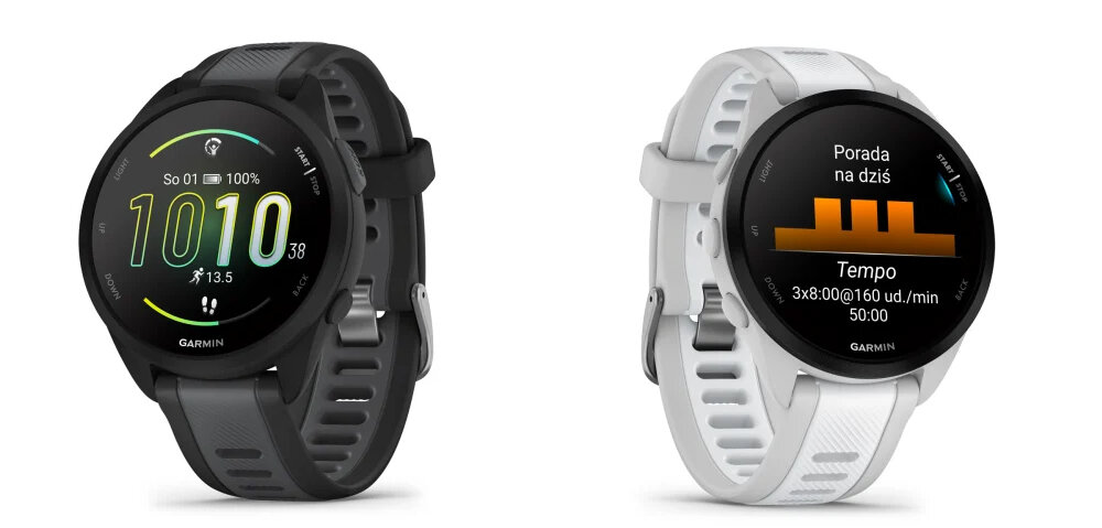 Smartwatch GARMIN Forerunner 165 ekran bateria czujniki zdrowie sport funkcje gps czas pracy 