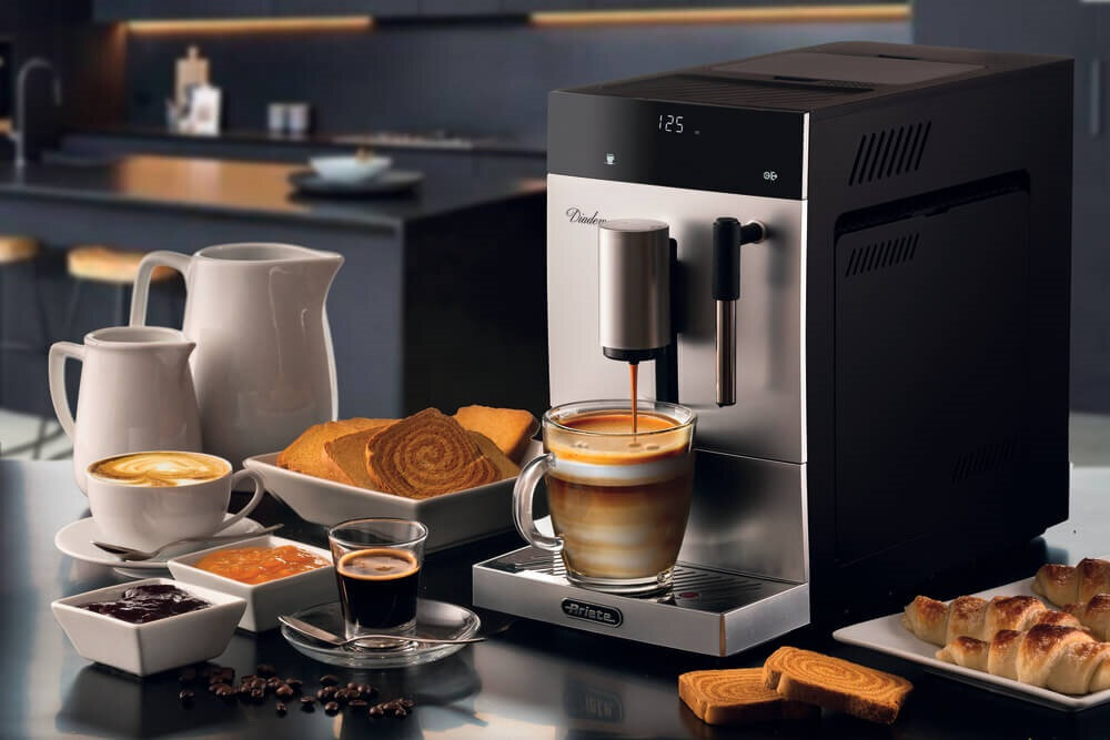 Ekspres ARIETE Diadema 1452/01 Srebrny Prosta obsługa jednym kliknięciem panel LED parametry kawa dopasowanie upodobania Wystarczy jedno kliknięcie smak