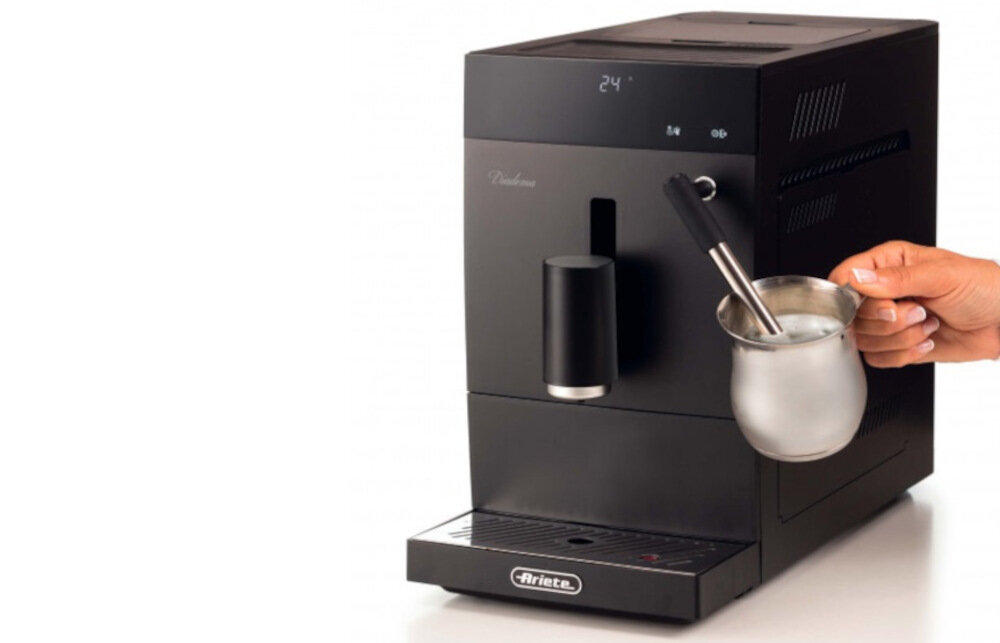 Ekspres ARIETE Diadema 1452/01 Srebrny Kremowe cappuccino na śniadanie Cappuccino napój z aksamitną pianką kawa