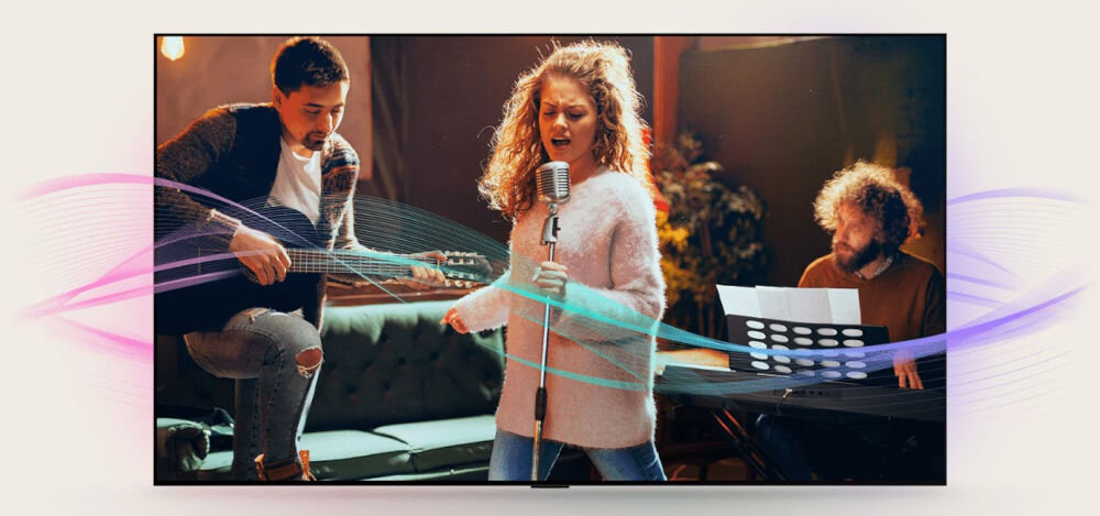 Telewizor LG 65QNED80A6A AI Clear Sound czysty dźwięk,zespół muzyczny grający koncert