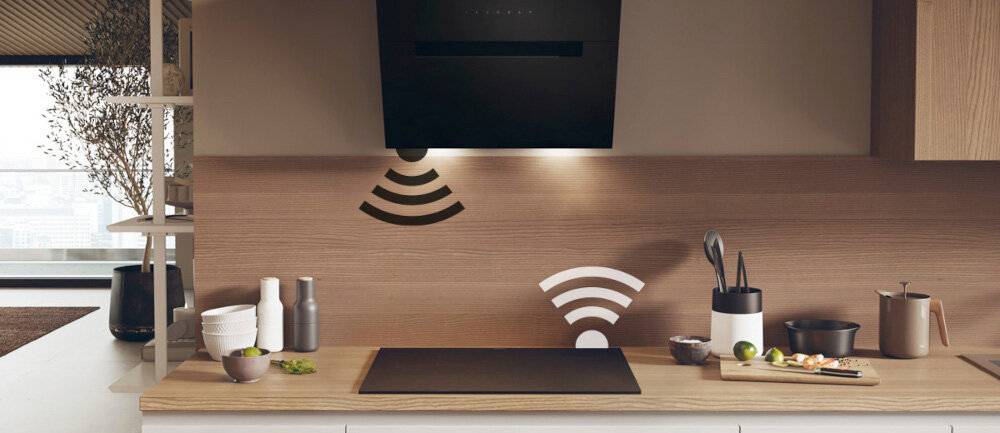 Płyta indukcyjna HAIER HAIF64DCS Synchronizacja płyty z okapem Preci Synch połączenie bezprzewodowe dostosowuje moc do płyty