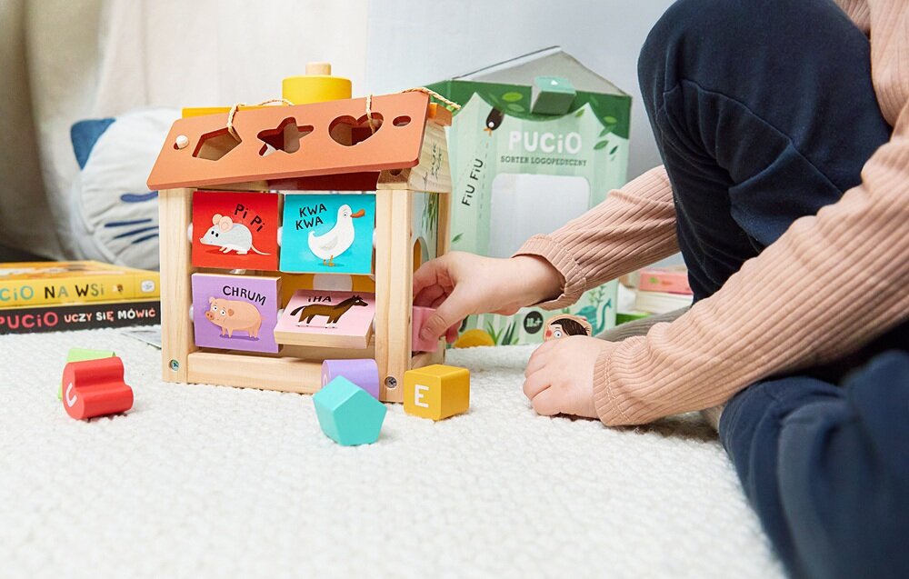 Zabawka edukacyjna NASZA KSIĘGARNIA Pucio Sorter logopedyczny zabawa pod opieką, budowanie więzi, wsparcie opiekunów