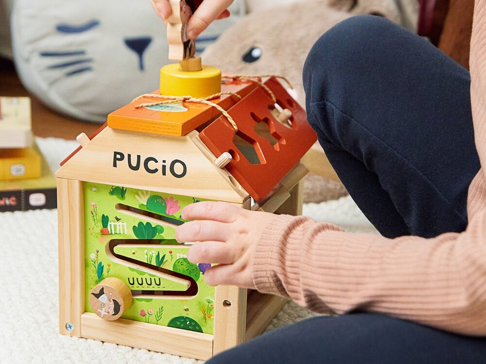 Zabawka edukacyjna NASZA KSIĘGARNIA Pucio Sorter logopedyczny rozwój dziecka, umiejętność chwytania, koordynacja wzrokowo-ruchowa