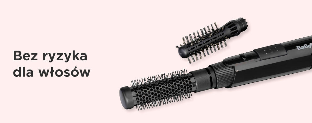 Suszarko-lokówka BABYLISS AS86E powłoka ceramiczna szczotka termiczna zatrzymywanie równomierne rozprowadzanie ciepła szybsza stylizacja zmniejszone ryzyko uszkodzenia minimalizacja kontaktu z wysokimi  temperaturami lepsza kondycja zdrowy wygląd włosów 